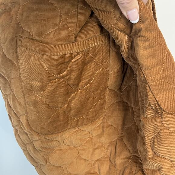 Madewell Brown Quilted Corduroy Button Wrap Skirt Size 14 Boho Short Pockets - Picture 9 of 11